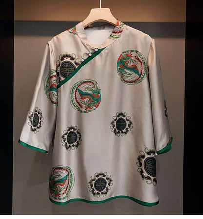 Women's Vintage Silk Chinese Style Blouse – additional product view