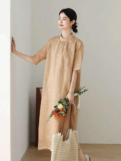 Women's Vintage Qipao Cheongsam Dress – Linen – additional product view