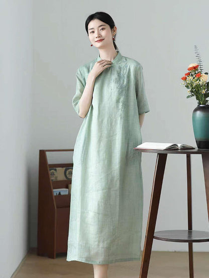 Women's Vintage Qipao Cheongsam Dress – Linen – additional product view