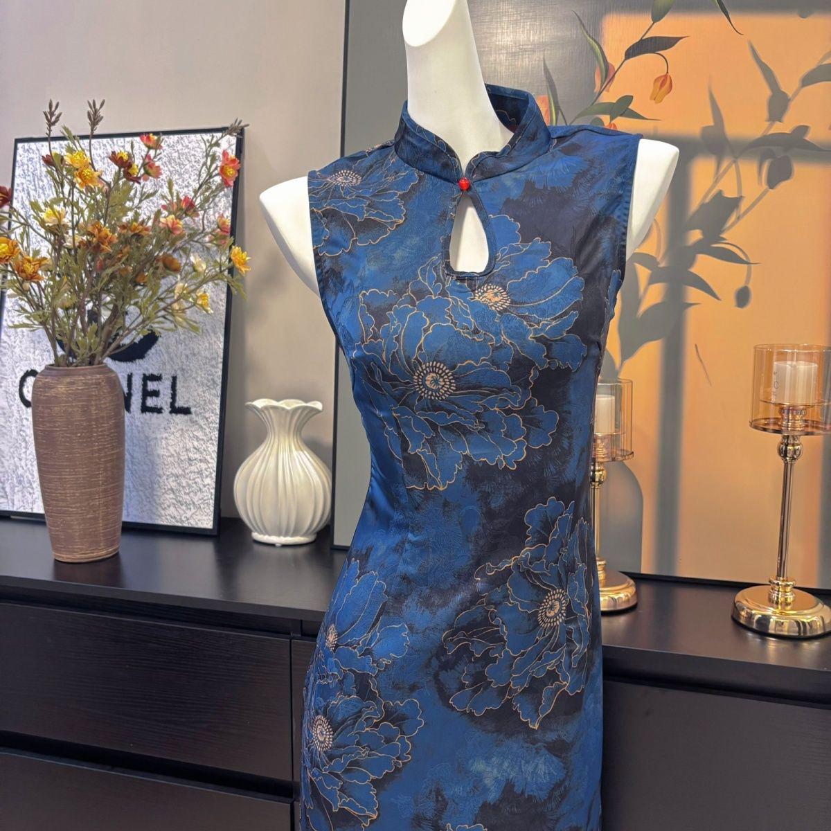 Sleeveless Floral Summer Cheongsam Dress – additional product view