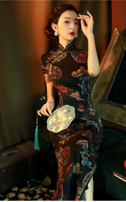 Women's Vintage Qipao Cheongsam Dress – Printed – additional product view