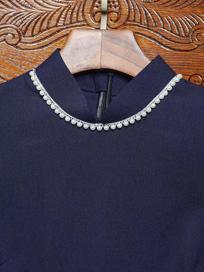 Women's Blue Embroidered Qipao Cheongsam Dress – Linen – additional product view