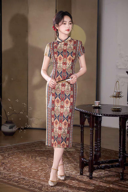 Vintage Chinese Qipao Dress for Tea Ceremony – additional product view