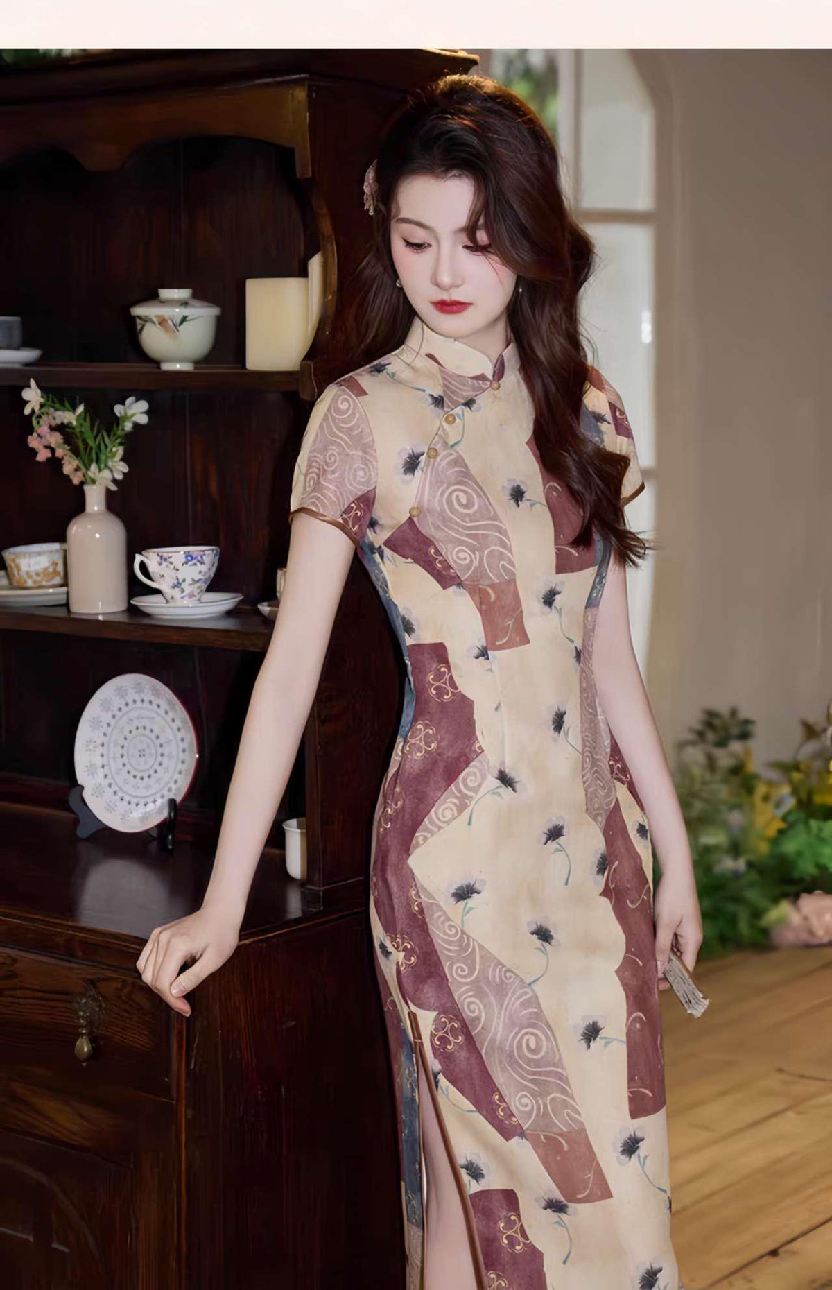 Women's Vintage Qipao Cheongsam Dress – Patchwork – additional product view
