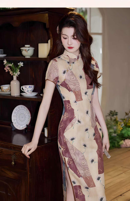 Women's Vintage Qipao Cheongsam Dress – Patchwork – additional product view
