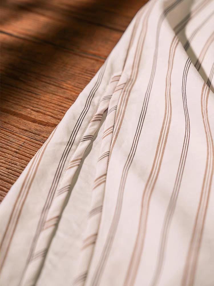 Women's White Vintage Qipao Cheongsam Dress – Striped Maxi – additional product view