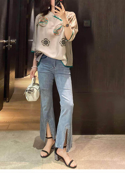 Women's Vintage Silk Chinese Style Blouse – additional product view