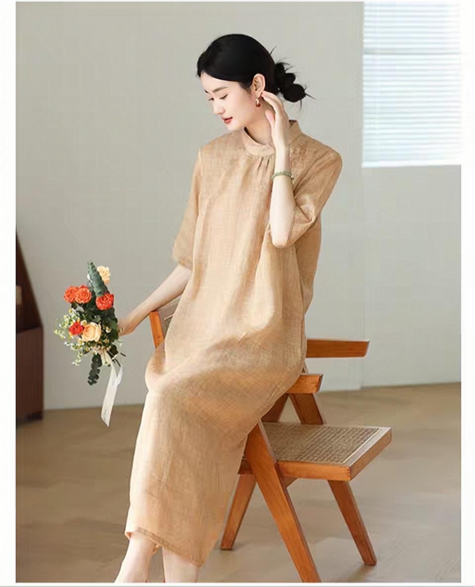 Women's Vintage Qipao Cheongsam Dress – Linen – additional product view