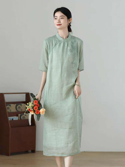 Women's Vintage Qipao Cheongsam Dress – Linen – additional product view