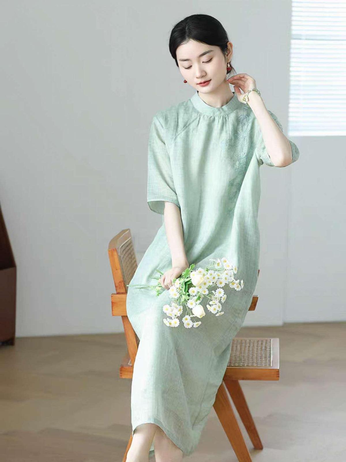 Women's Vintage Qipao Cheongsam Dress – Linen – additional product view