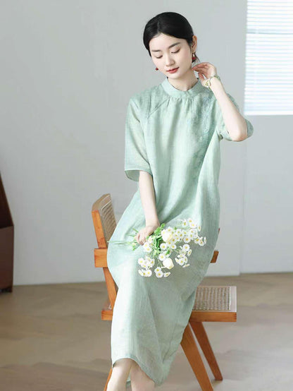 Women's Vintage Qipao Cheongsam Dress – Linen – additional product view
