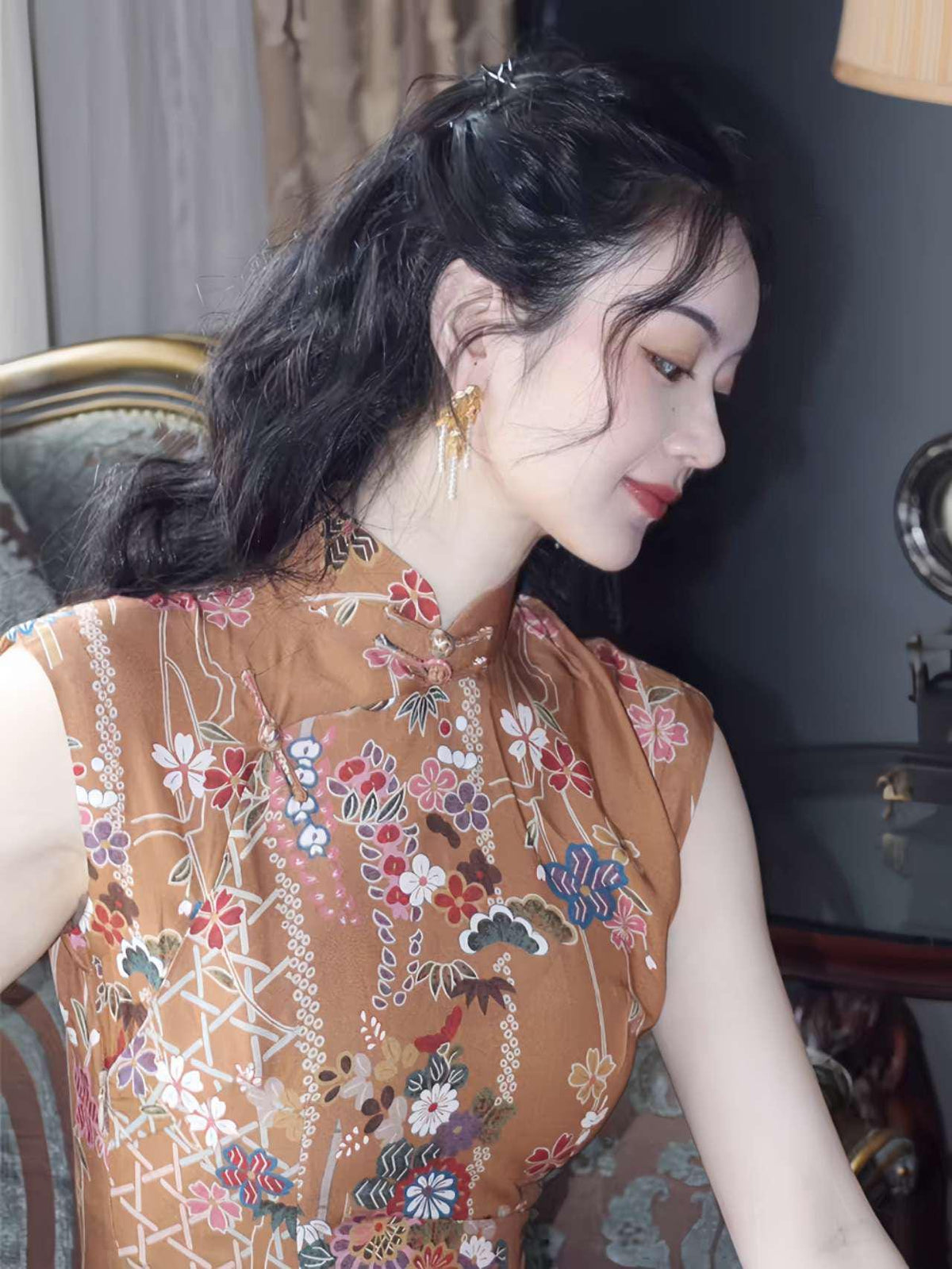 Women's Floral Qipao Cheongsam Dress – additional product view