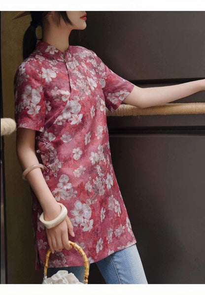 Women's Floral Vintage Chinese Style Blouse – additional product view