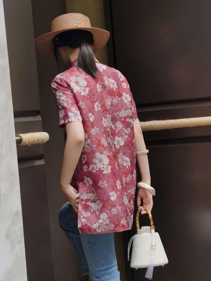 Women's Floral Vintage Chinese Style Blouse – additional product view