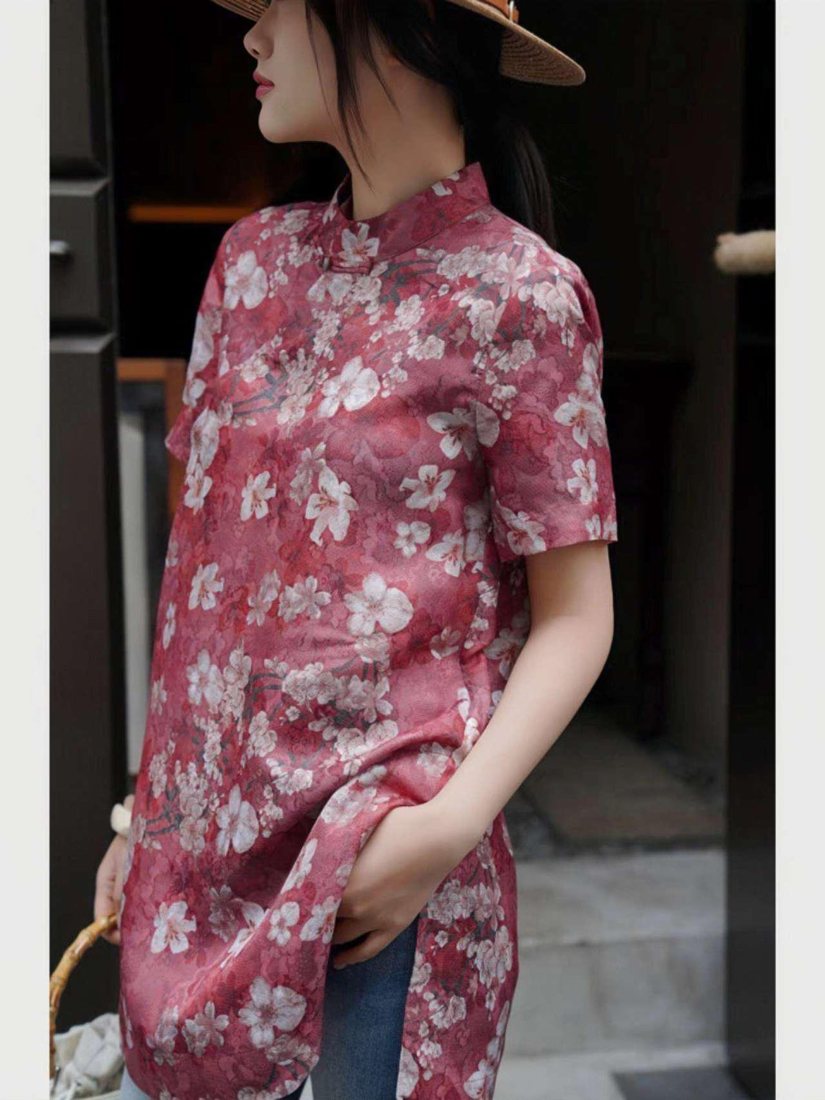 Women's Floral Vintage Chinese Style Blouse – additional product view