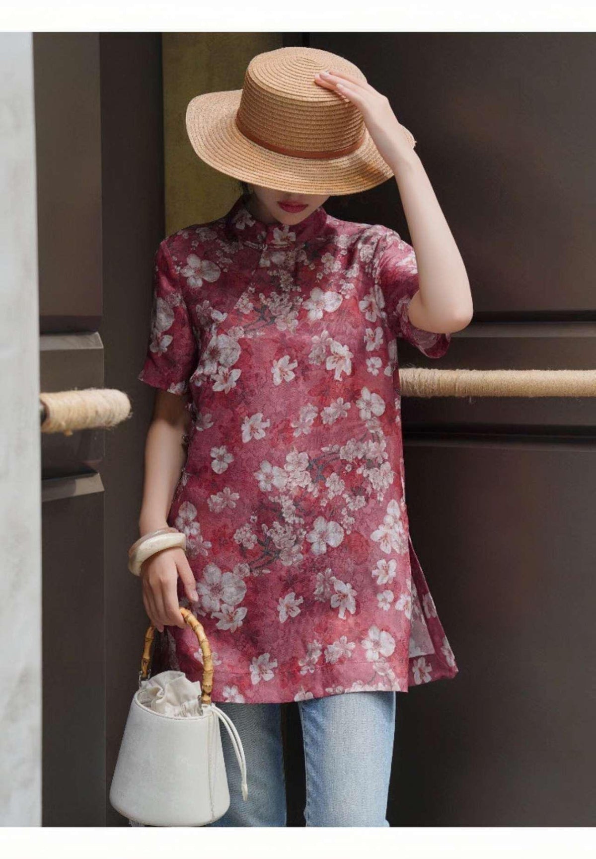 Women's Floral Vintage Chinese Style Blouse – additional product view