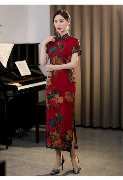 Women's Red Vintage Qipao Cheongsam Dress – additional product view