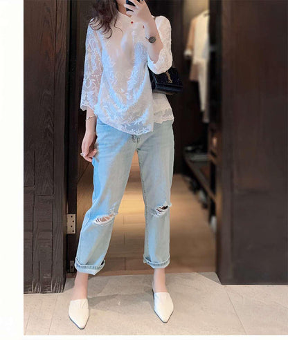 Women's Embroidered Chinese Style Blouse – Relaxed Fit – additional product view