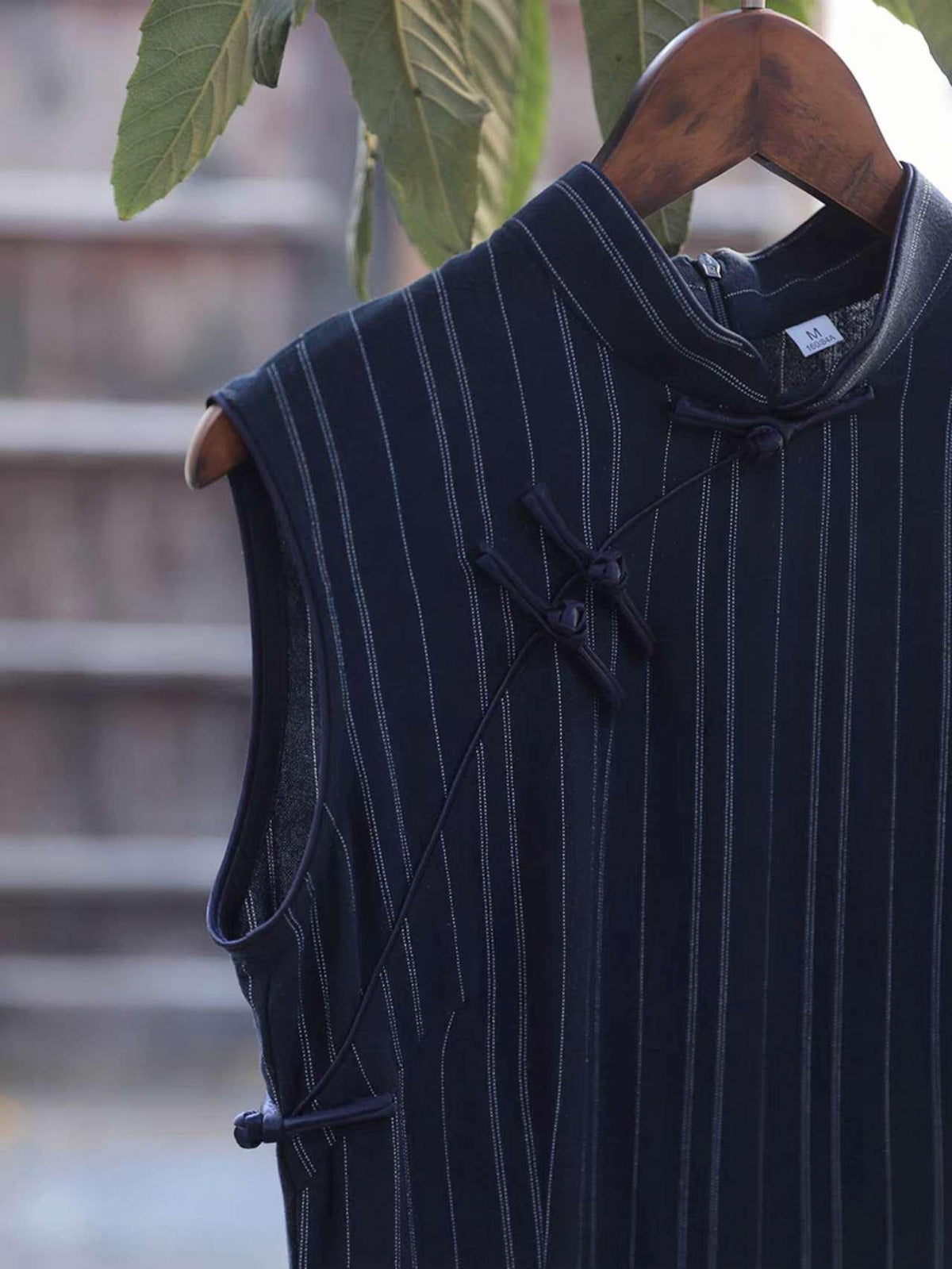 Women's Vintage Qipao Cheongsam Dress – Linen Striped – additional product view