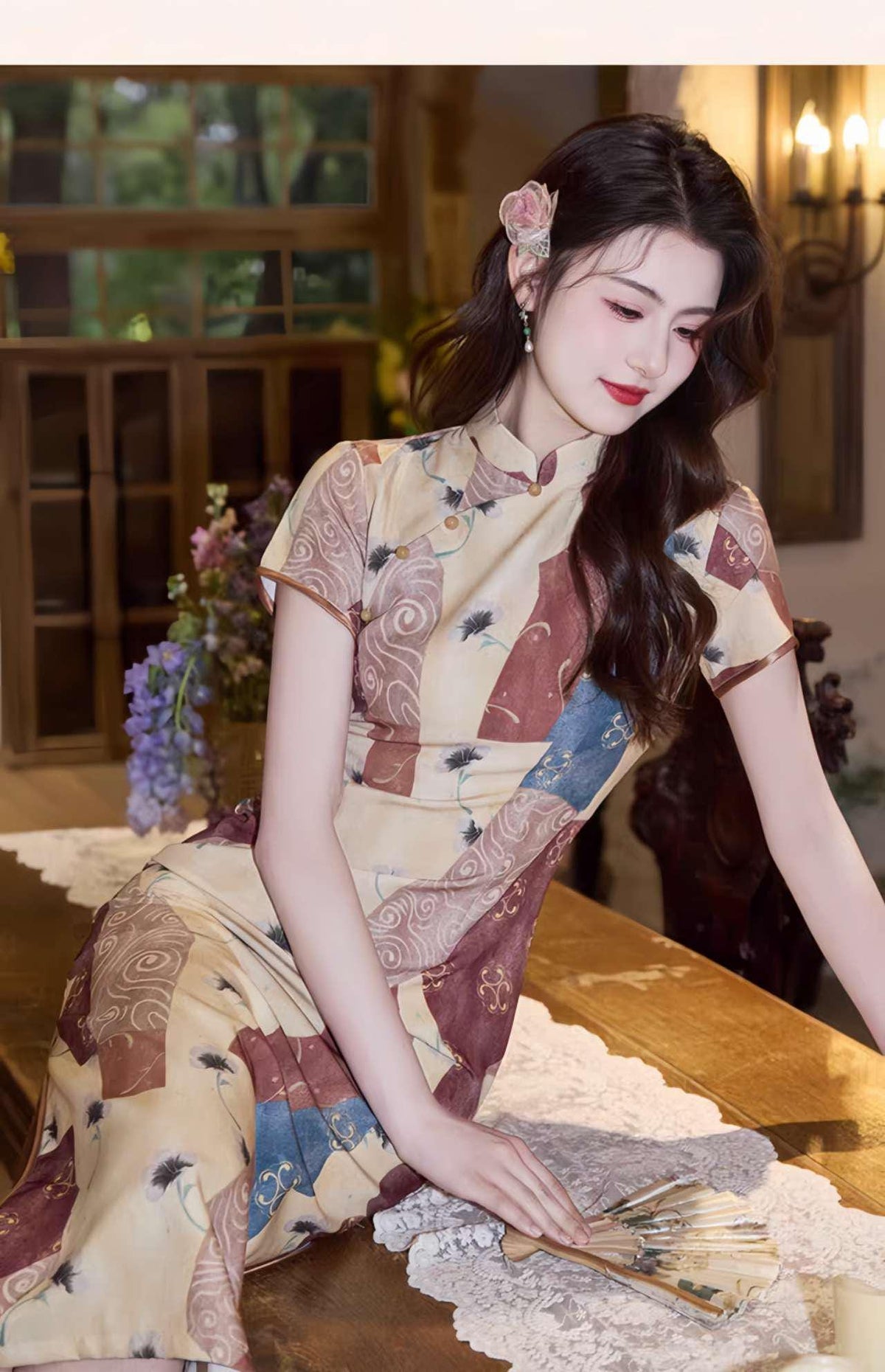 Women's Vintage Qipao Cheongsam Dress – Patchwork – additional product view
