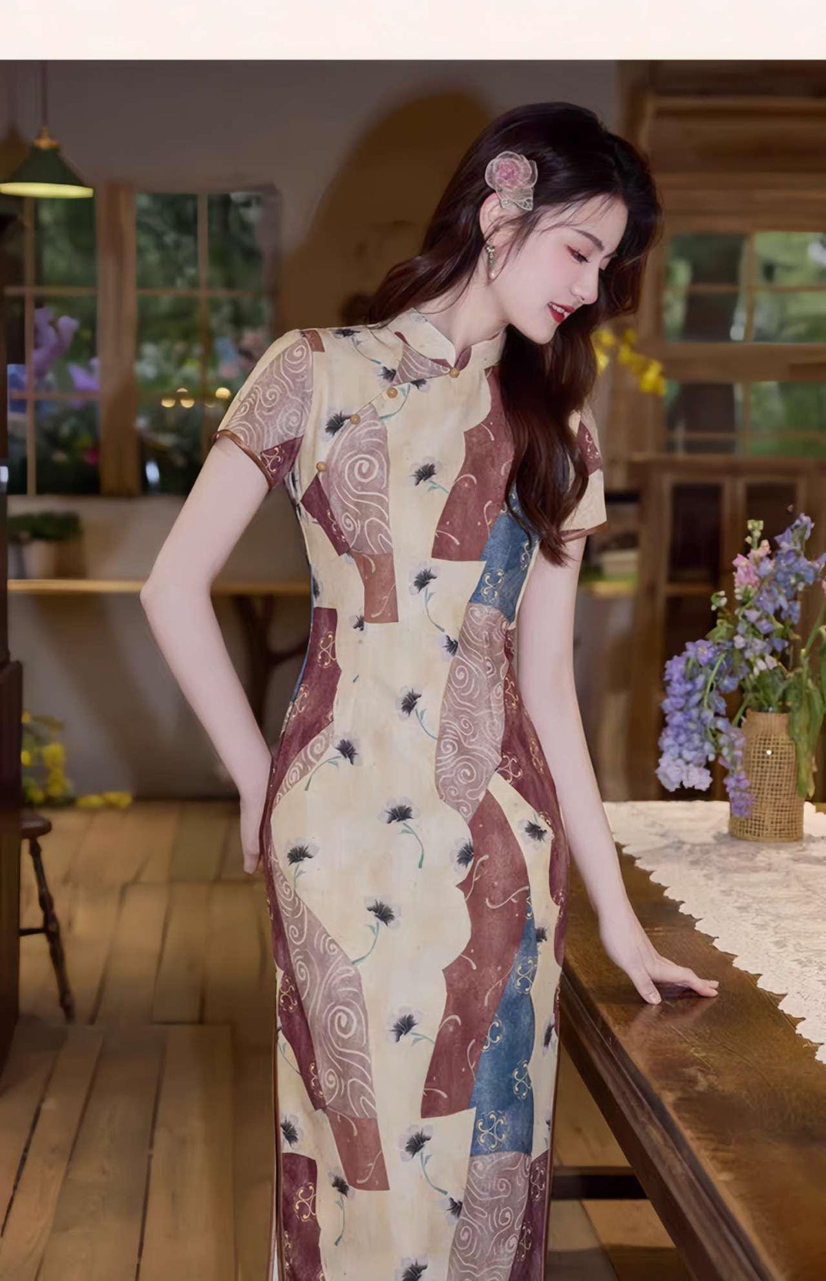 Women's Vintage Qipao Cheongsam Dress – Patchwork – additional product view