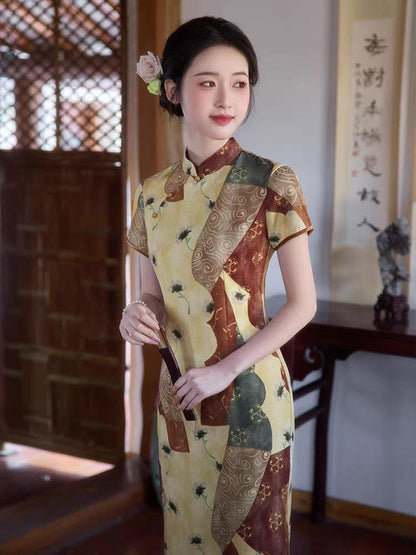 Women's Vintage Qipao Cheongsam Dress – Patchwork – additional product view