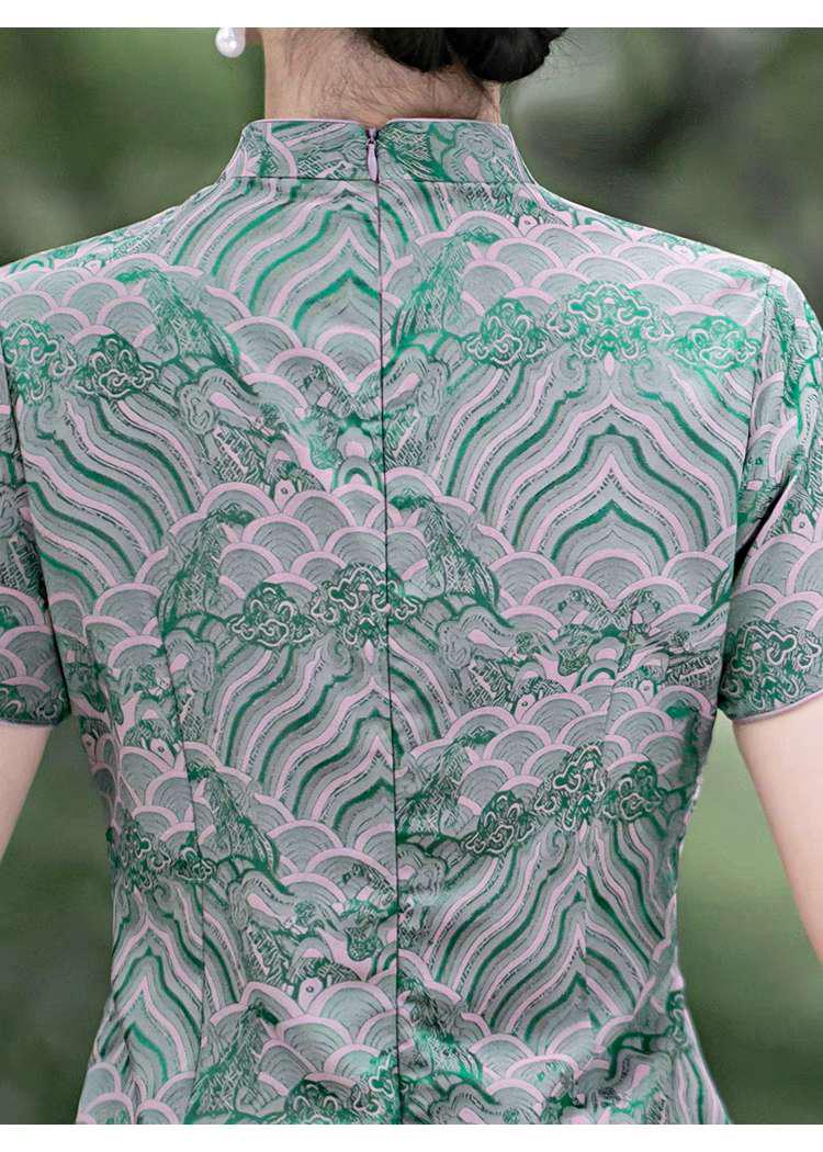 Women's Green Vintage Qipao Cheongsam Dress – additional product view