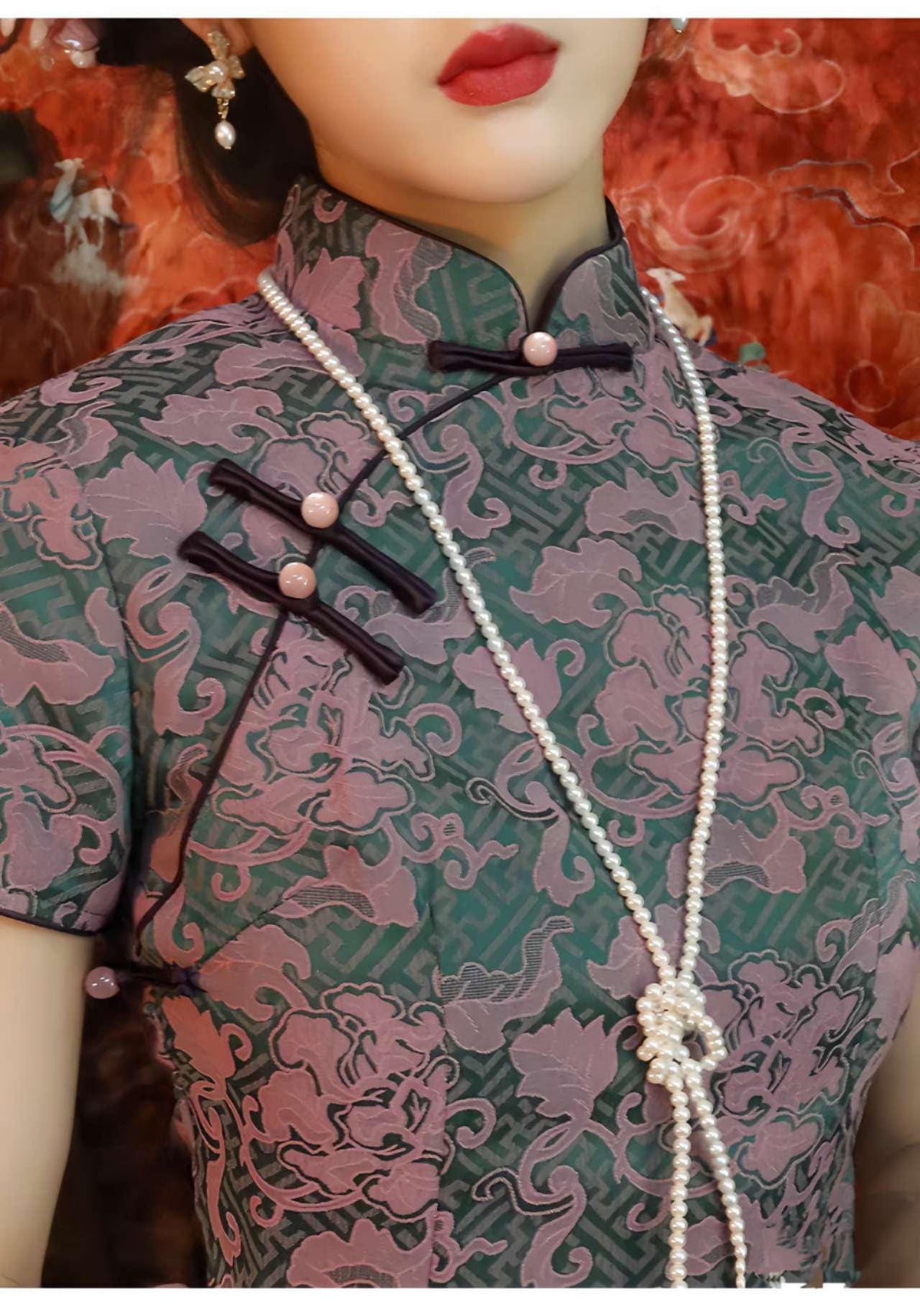 Women's Vintage Qipao Cheongsam Dress – Jacquard Reversible – additional product view