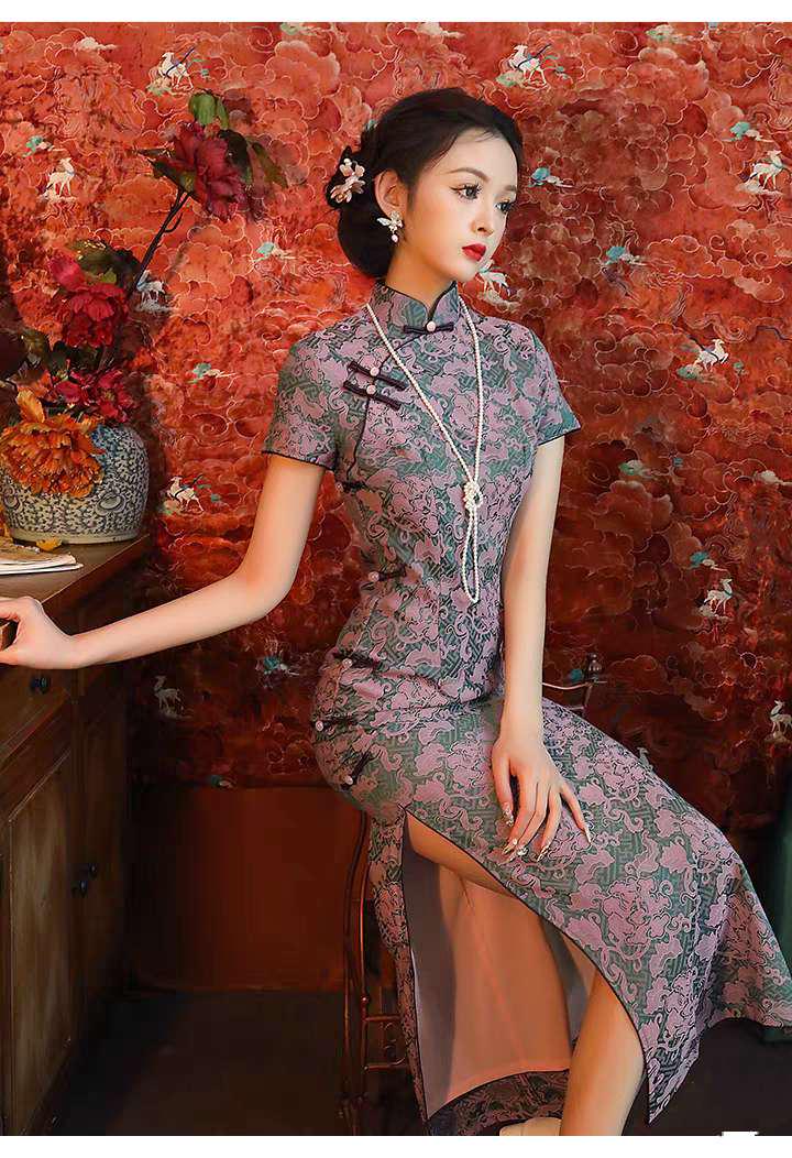 Women's Vintage Qipao Cheongsam Dress – Jacquard Reversible – additional product view