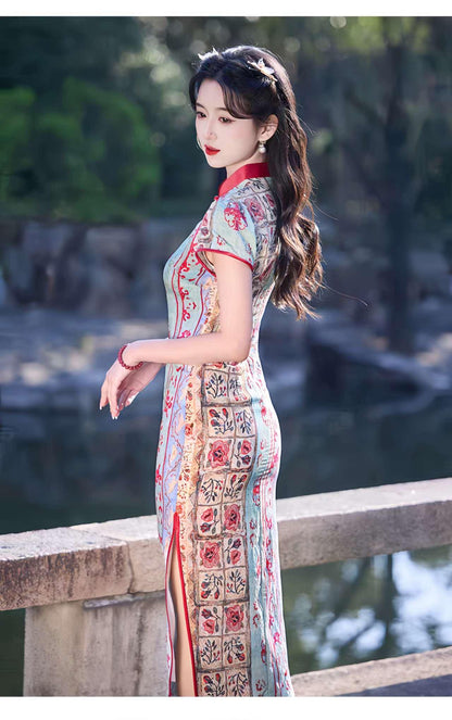 Women's Vintage Qipao Cheongsam Dress – Cotton – additional product view