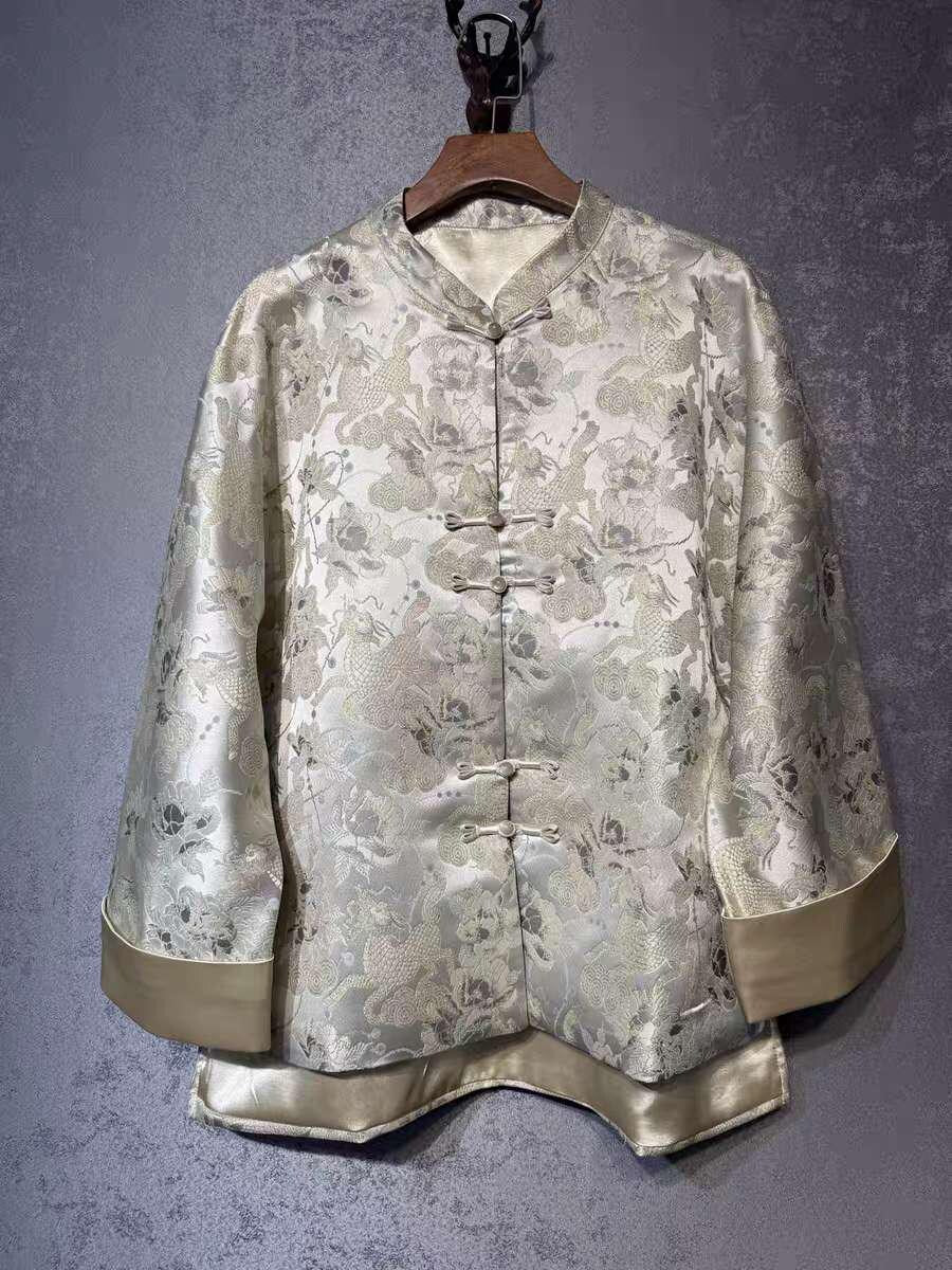 Women's Black Embroidered Silk Chinese Tang Jacket – Butterfly – additional product view