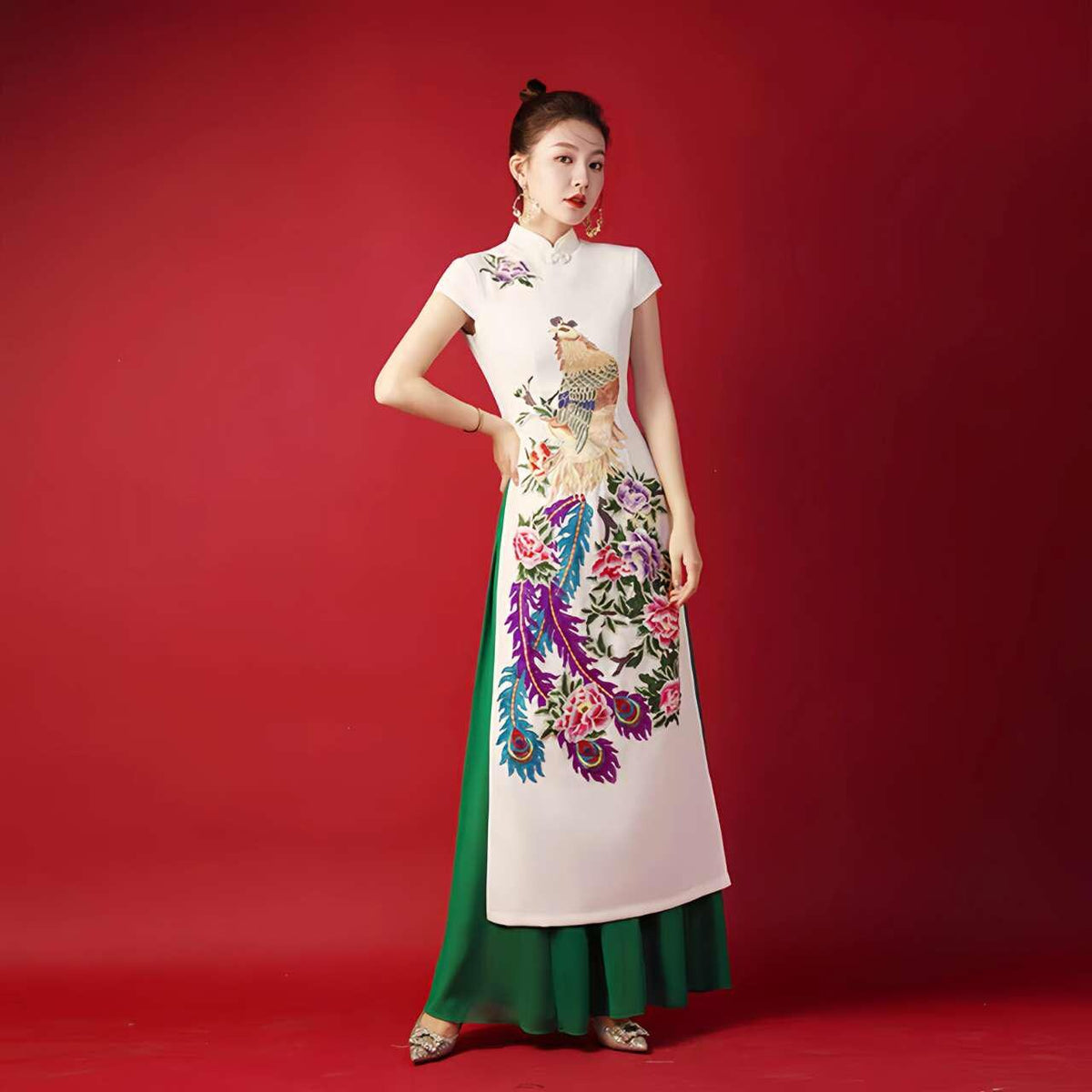 Women's Embroidered Qipao Cheongsam Dress – additional product view