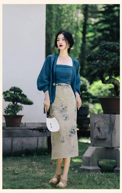 Women's Elegant Modern Hanfu Set – Linen – additional product view