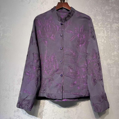 Women's Purple Vintage Silk Chinese Tang Jacket – additional product view