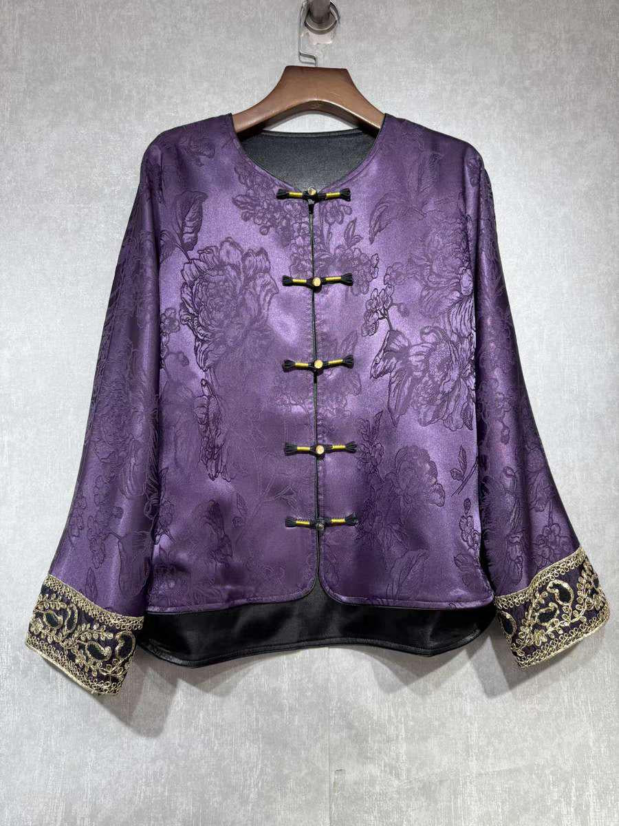 Women's Purple Elegant Chinese Tang Jacket – additional product view
