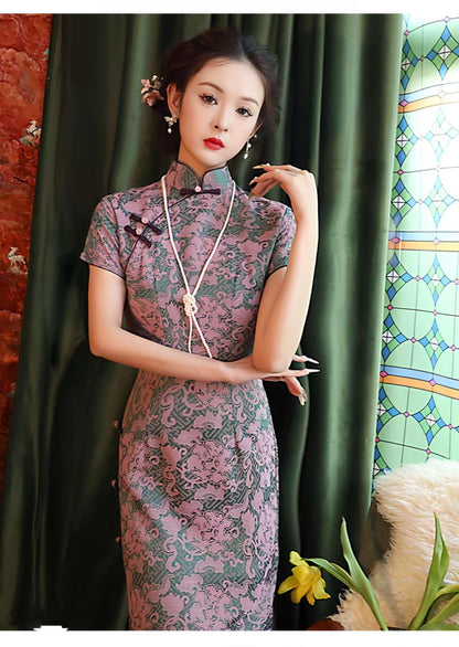 Women's Vintage Qipao Cheongsam Dress – Jacquard Reversible – additional product view