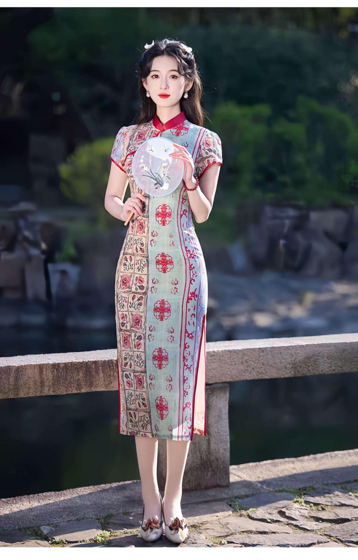 Women's Vintage Qipao Cheongsam Dress – Cotton – additional product view