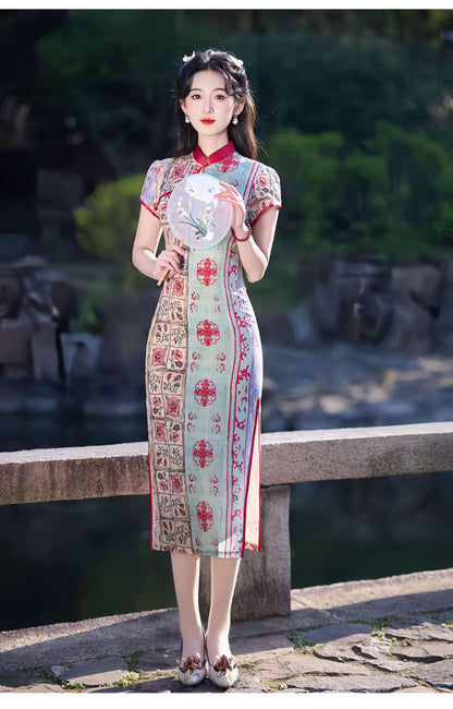 Women's Vintage Qipao Cheongsam Dress – Cotton – additional product view