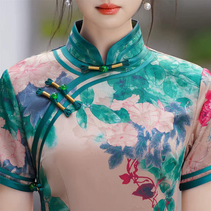 Women's Floral Qipao Cheongsam Dress – Jacquard – additional product view