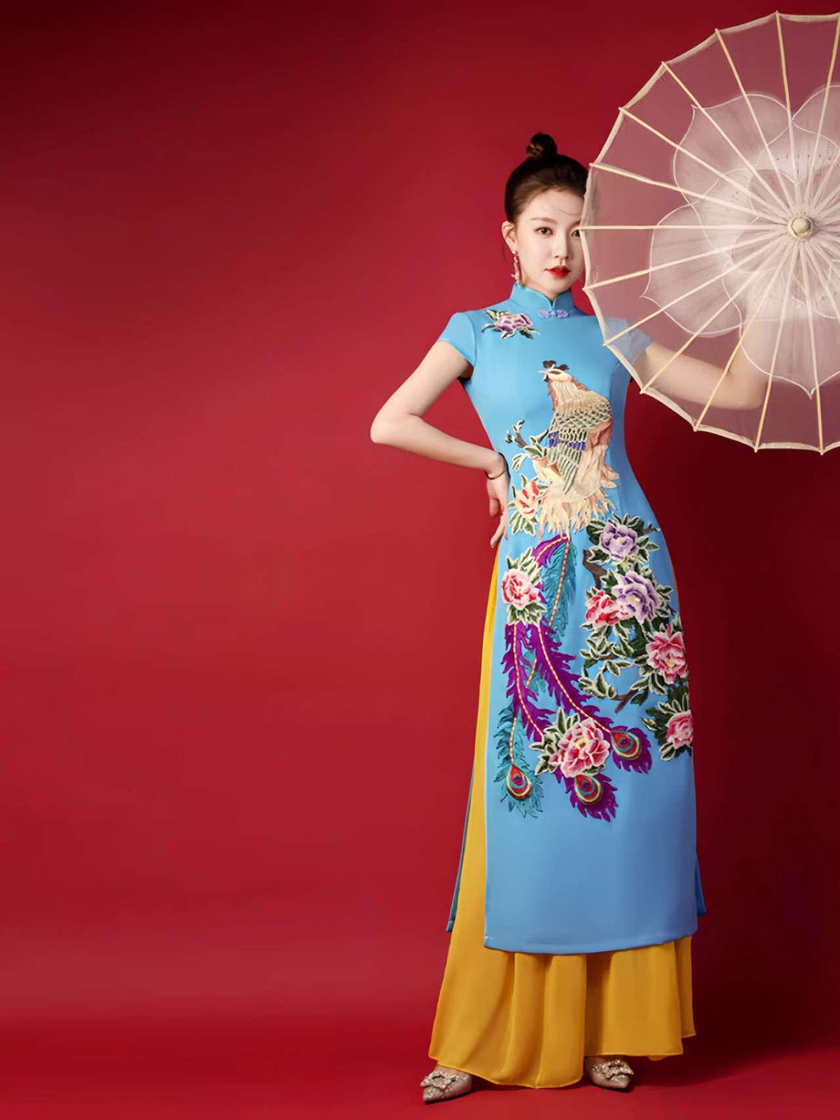 Women's Embroidered Qipao Cheongsam Dress – additional product view