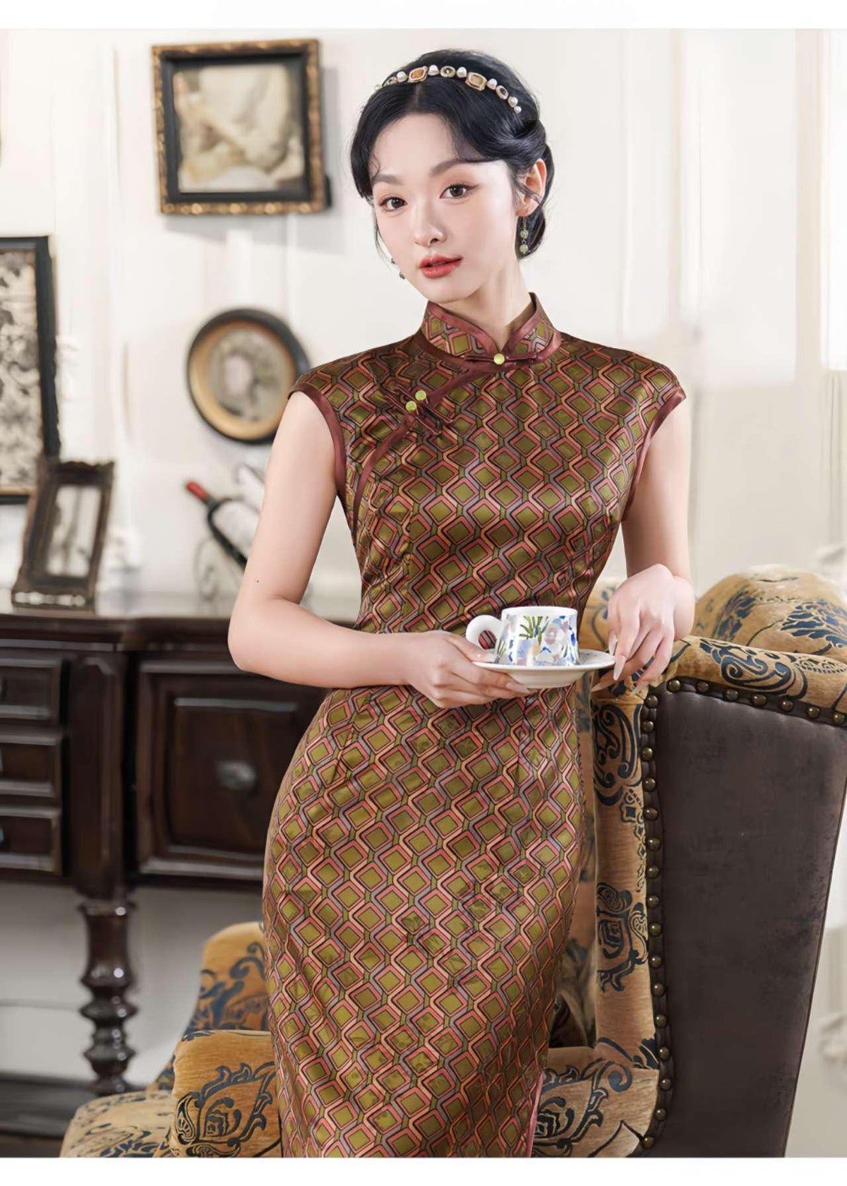 Women's Jacquard Qipao Cheongsam Dress – additional product view