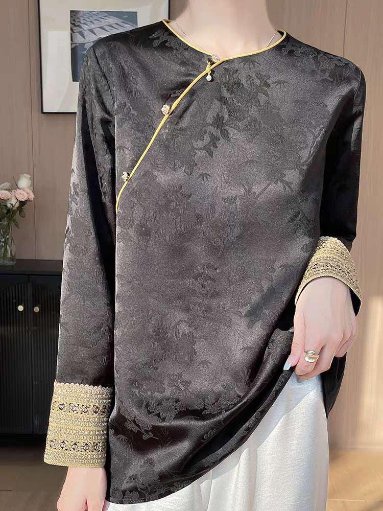Vintage Jacquard Chinese Style Blouse – additional product view