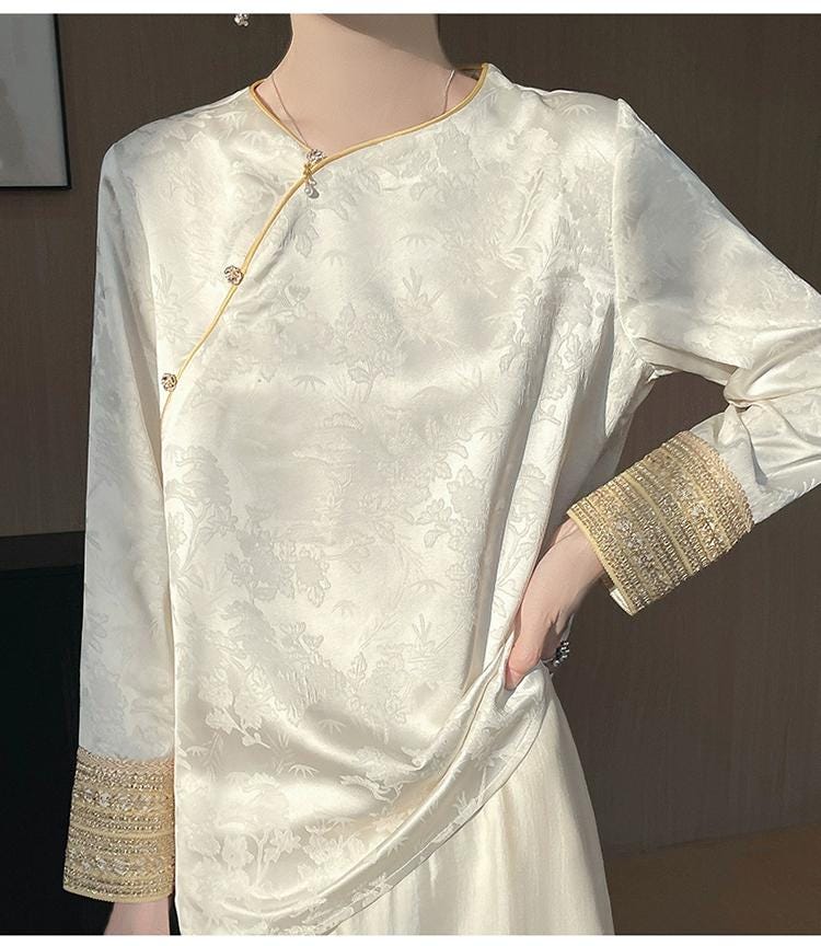 Vintage Jacquard Chinese Style Blouse – additional product view