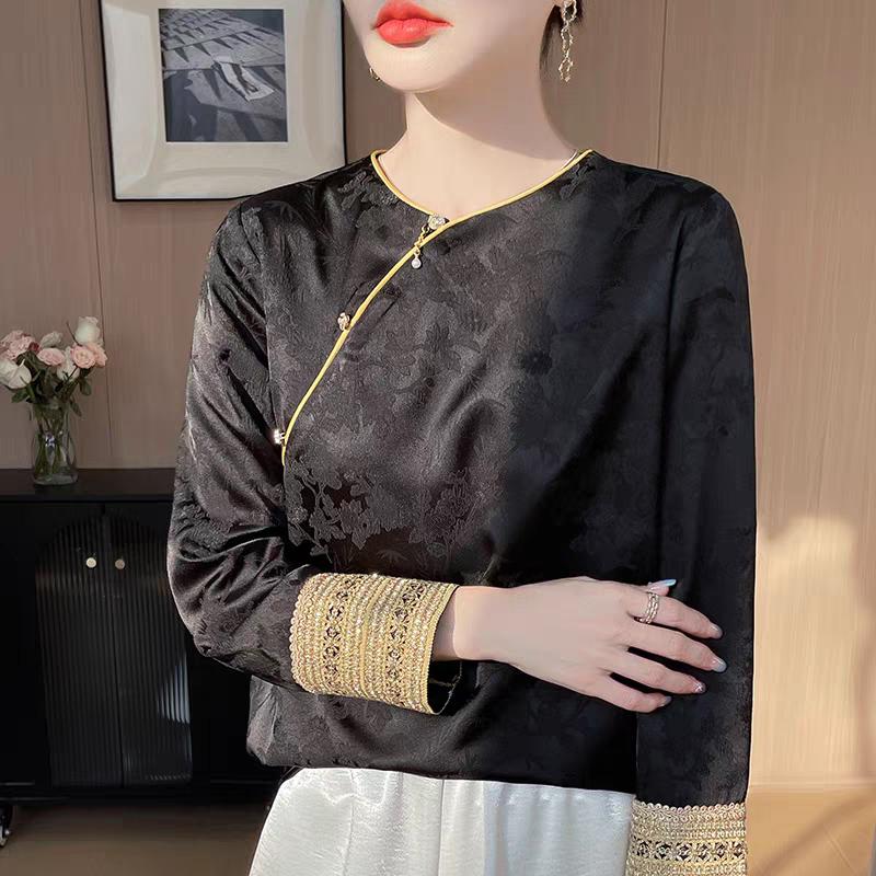 Vintage Jacquard Chinese Style Blouse – additional product view
