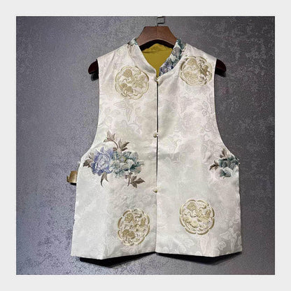 Women's Vintage Silk Chinese Style Vest – Reversible