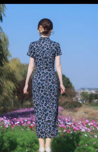 Women's Blue Elegant Qipao Cheongsam Dress – Printed – additional product view