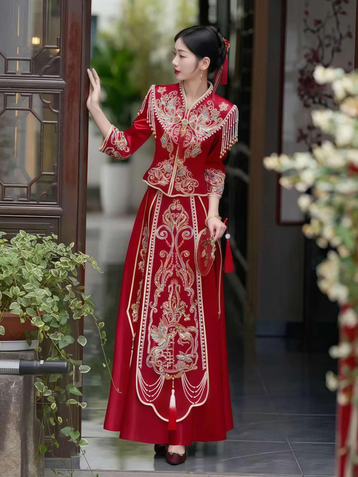 Women's Red Vintage Qipao Cheongsam Dress – additional product view