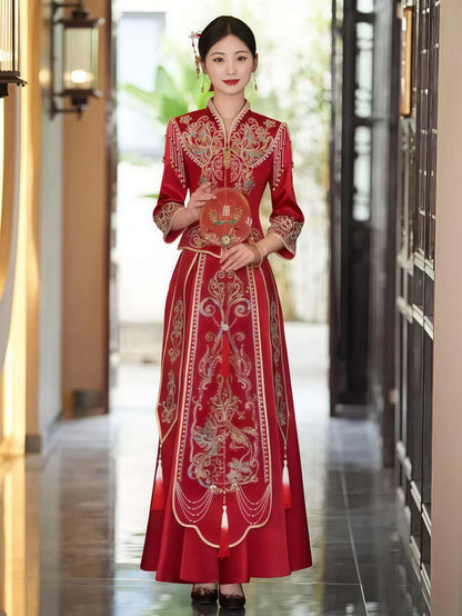 Women's Red Vintage Qipao Cheongsam Dress – additional product view