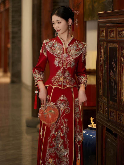 Women's Red Vintage Qipao Cheongsam Dress – additional product view