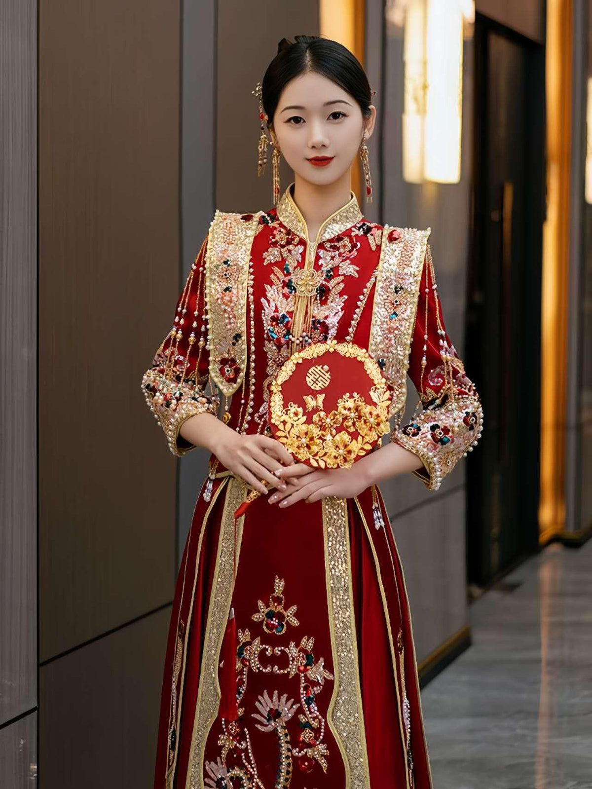 Women's Red Vintage Qipao Cheongsam Dress – additional product view